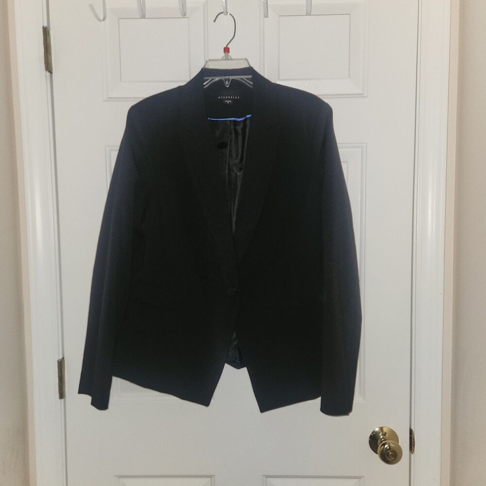 Attention Career Blazer Jacket Womens Size 14 Black Single Button Business